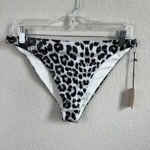New Superdown Bikini Bottom Women's L Leopard Animal Print Bathing Suit Swim